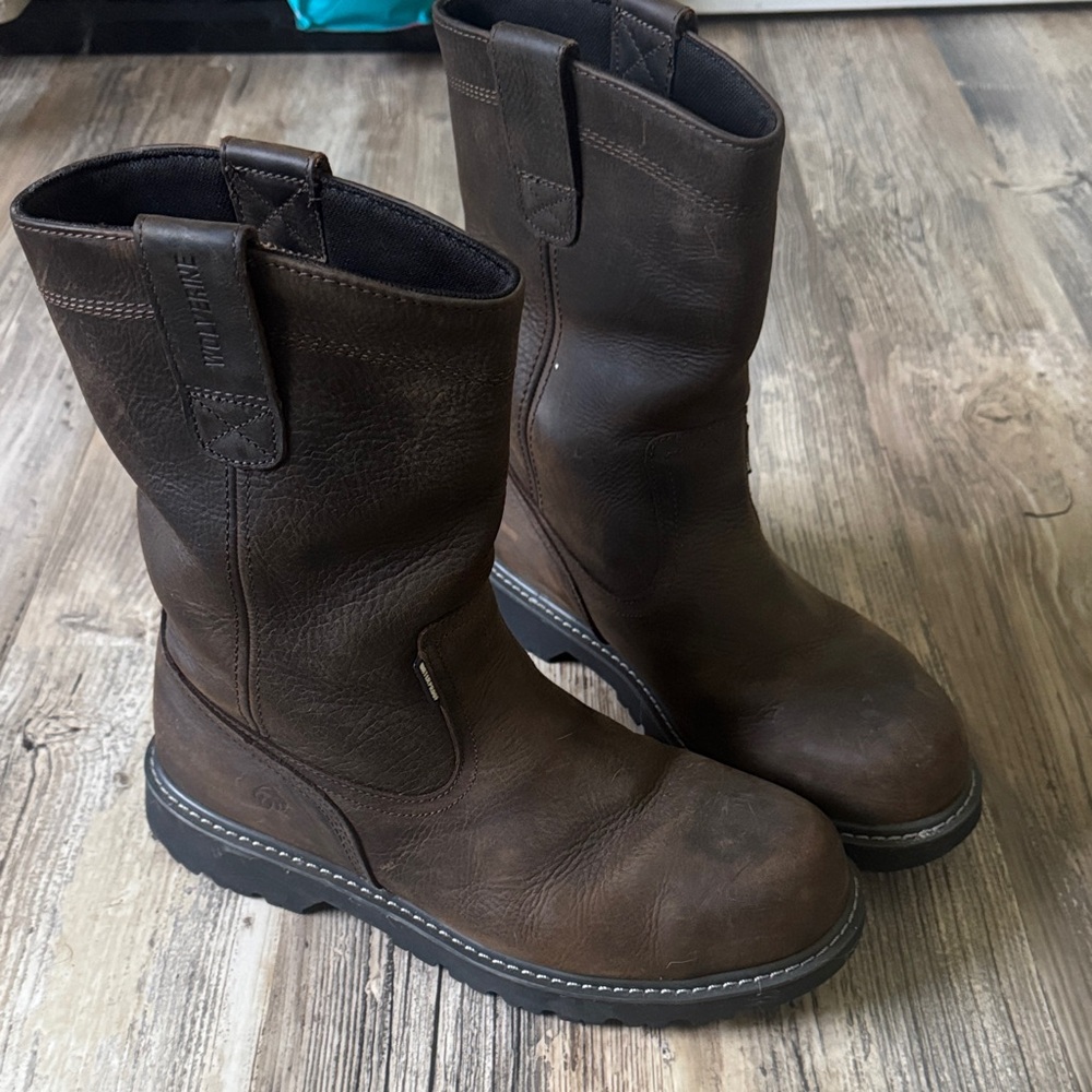 Wolverine Steel Toe Brown Leather Slip Resistant Men's Boots size 10EW